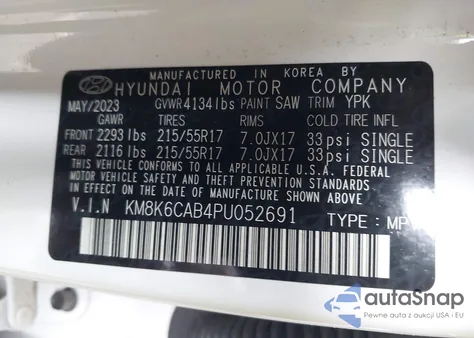 2023 Hyundai Kona Sel from USA, damaged, VIN KM8K6CAB4PU052691